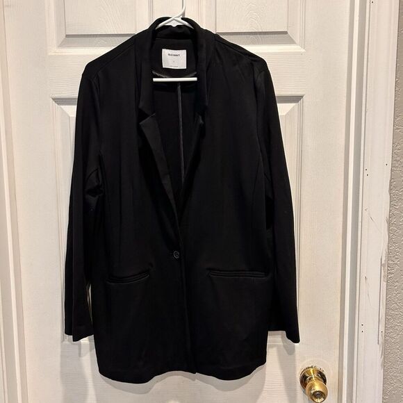Old Navy Pixie Blazer Size Large Black One-Button Academia Goth‎ Whimsigoth - Picture 1 of 9